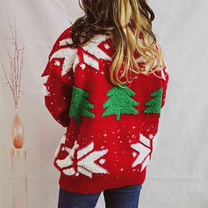 Memorable Time Long Sleeve Snowflake Sweater-MXSTUDIO.COM