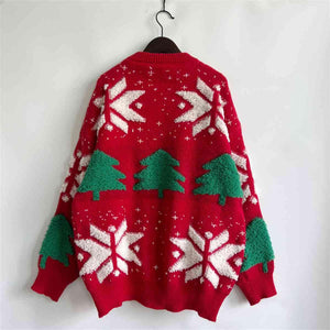 Memorable Time Long Sleeve Snowflake Sweater-MXSTUDIO.COM