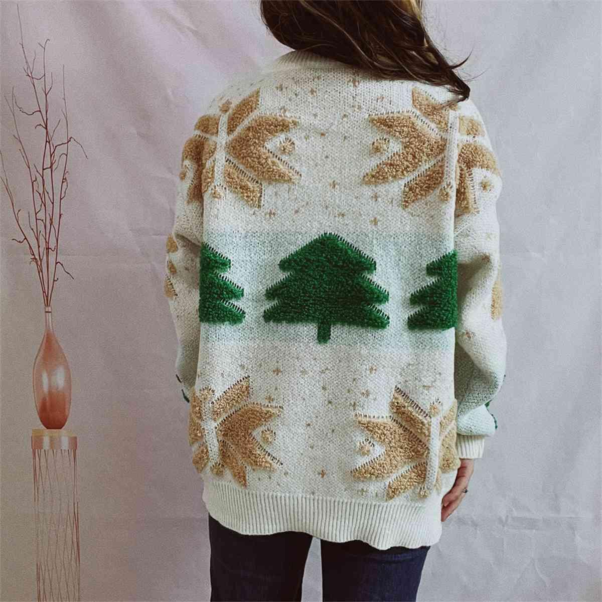 Memorable Time Long Sleeve Snowflake Sweater-MXSTUDIO.COM