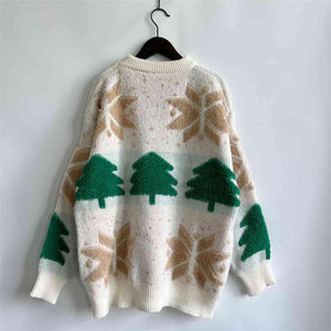 Memorable Time Long Sleeve Snowflake Sweater-MXSTUDIO.COM