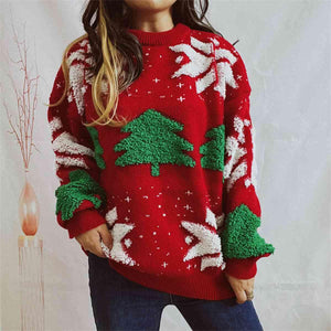 Memorable Time Long Sleeve Snowflake Sweater-MXSTUDIO.COM