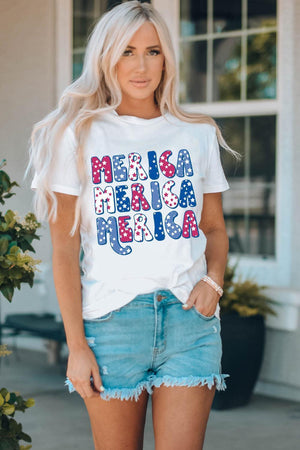 Merica White Graphic Tee Shirt - MXSTUDIO.COM