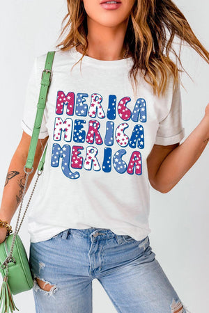 Merica White Graphic Tee Shirt - MXSTUDIO.COM