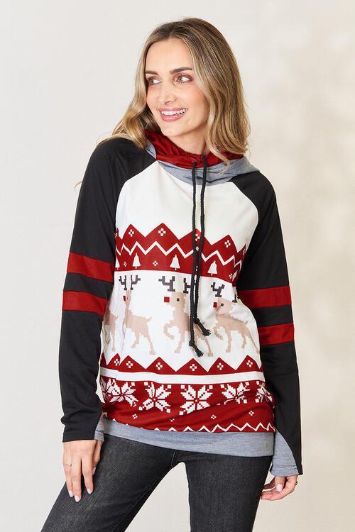 Merriment Long Sleeve Womens Christmas Hoodie-MXSTUDIO.COM