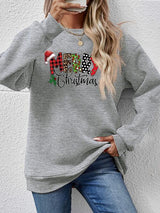 Merry Christmas Graphic Dropped Shoulder Festive Sweatshirt-MXSTUDIO.COM