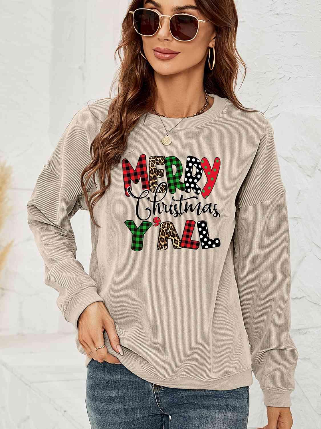 Merry Christmas Y'All Women Long Sleeve Sweatshirt-MXSTUDIO.COM