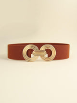 Mesmerize Me Geometric Buckle Wide Stretch Waist Belt - MXSTUDIO.COM