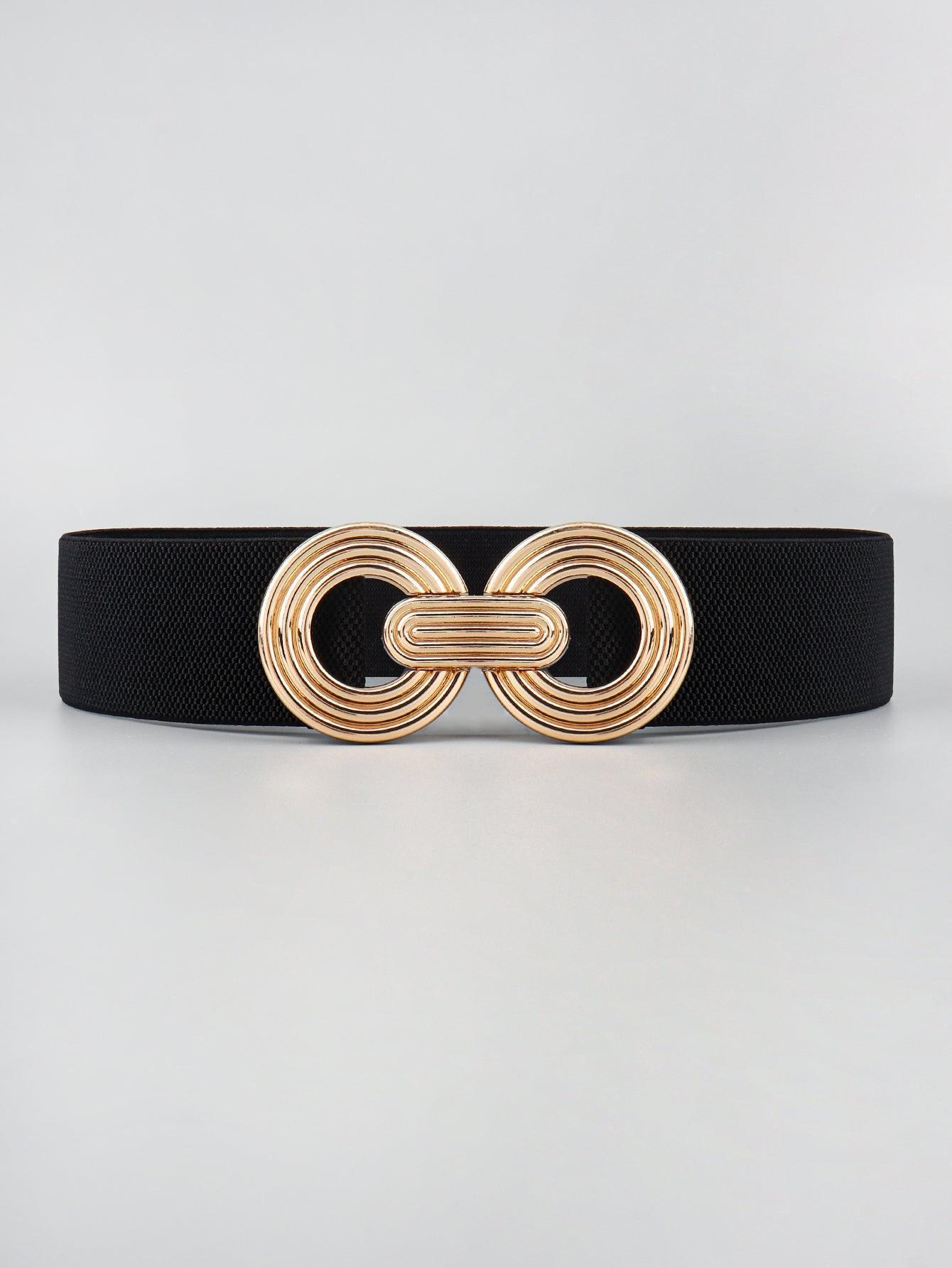 Mesmerize Me Geometric Buckle Wide Stretch Waist Belt - MXSTUDIO.COM