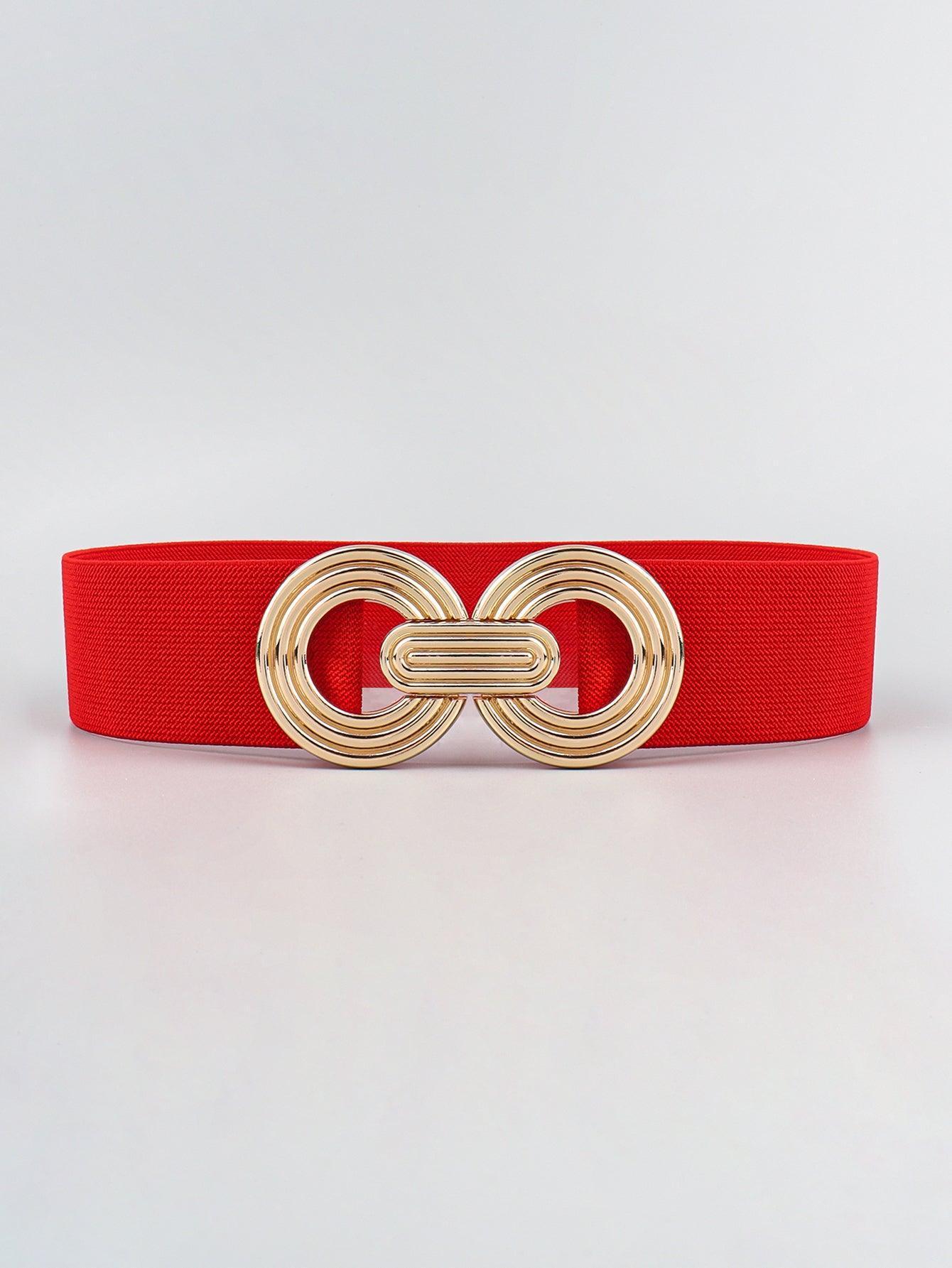 Mesmerize Me Geometric Buckle Wide Stretch Waist Belt - MXSTUDIO.COM