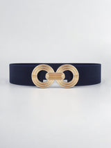 Mesmerize Me Geometric Buckle Wide Stretch Waist Belt - MXSTUDIO.COM