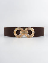 Mesmerize Me Geometric Buckle Wide Stretch Waist Belt - MXSTUDIO.COM