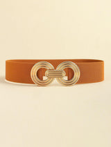 Mesmerize Me Geometric Buckle Wide Stretch Waist Belt - MXSTUDIO.COM