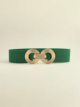 Mesmerize Me Geometric Buckle Wide Stretch Waist Belt - MXSTUDIO.COM