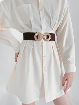 Mesmerize Me Geometric Buckle Wide Stretch Waist Belt - MXSTUDIO.COM