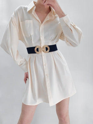 Mesmerize Me Geometric Buckle Wide Stretch Waist Belt - MXSTUDIO.COM