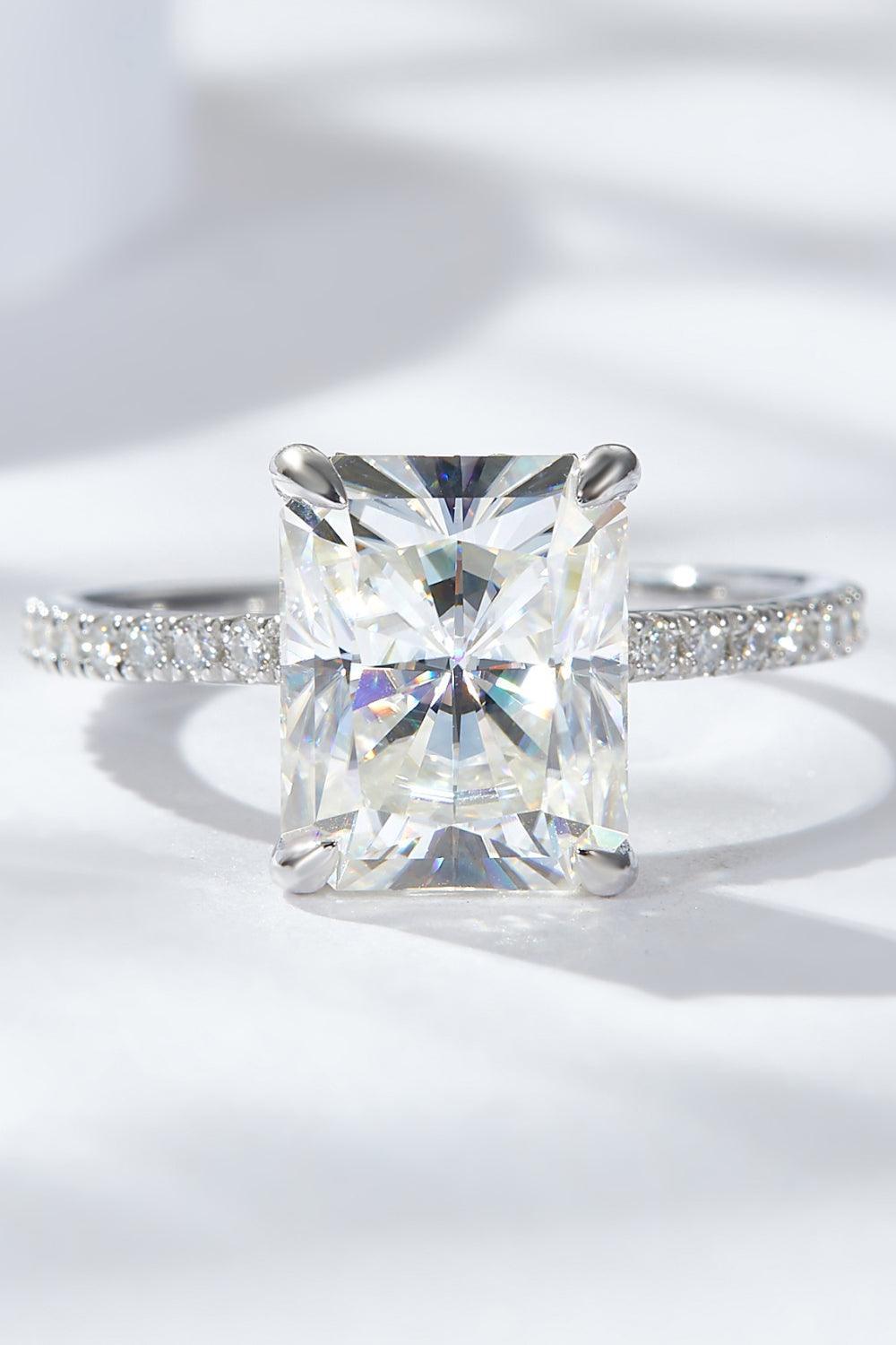 Mesmerizing 4 Carat Moissanite Ring Platinum-Plated - MXSTUDIO.COM