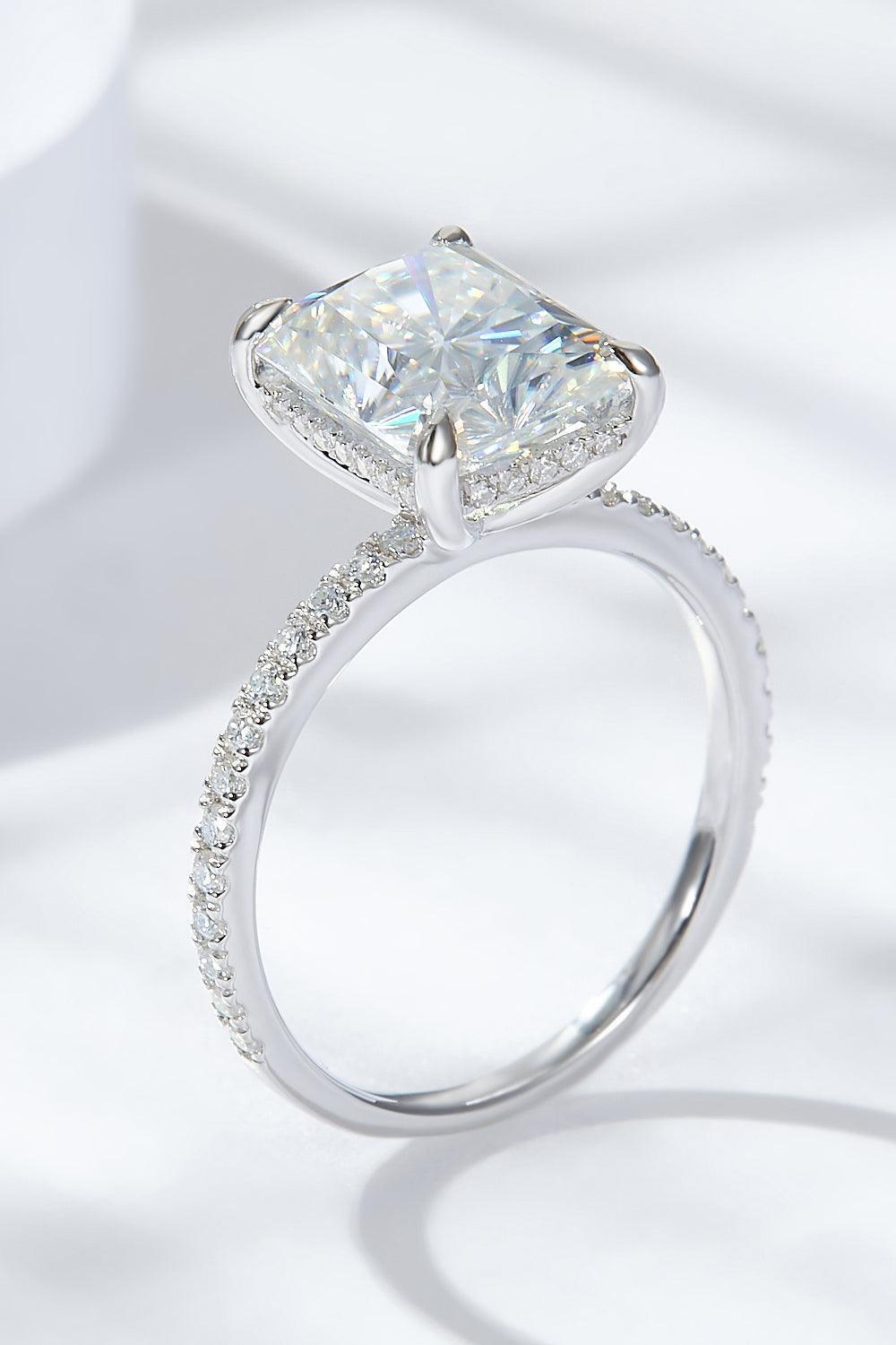 Mesmerizing 4 Carat Moissanite Ring Platinum-Plated - MXSTUDIO.COM