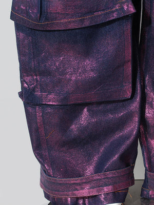 a close up of a person's purple pants