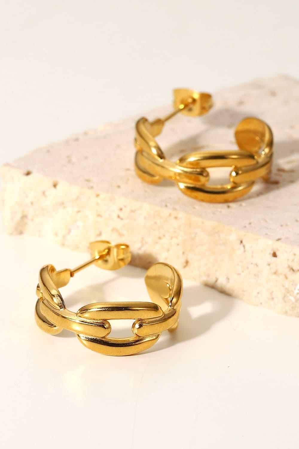 Meticulous Stainless Steel Gold Plated Hoop Earrings - MXSTUDIO.COM