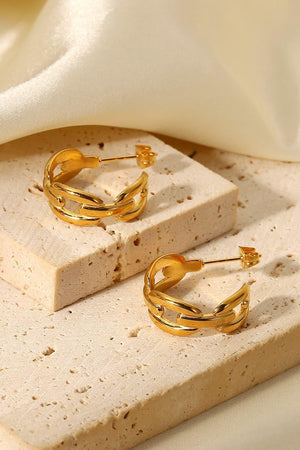 Meticulous Stainless Steel Gold Plated Hoop Earrings - MXSTUDIO.COM