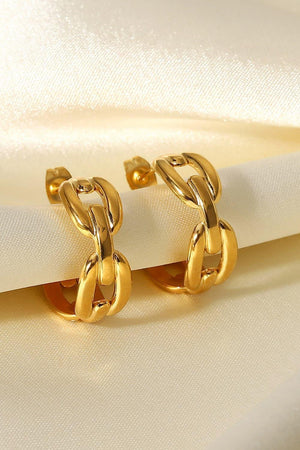 Meticulous Stainless Steel Gold Plated Hoop Earrings - MXSTUDIO.COM