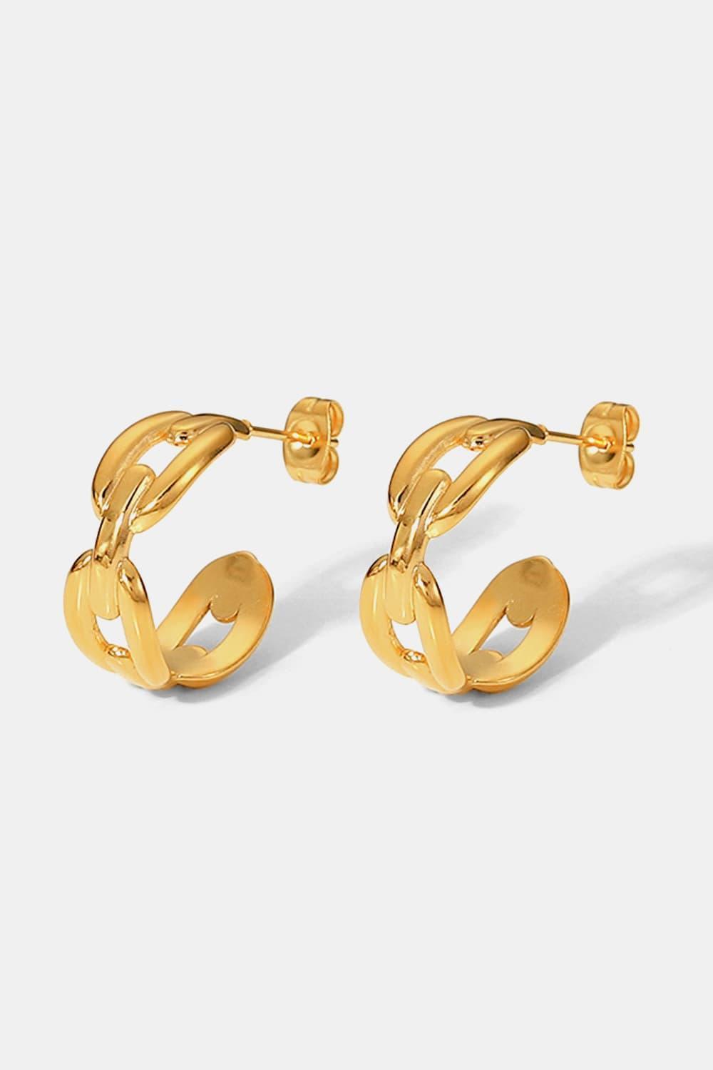 Meticulous Stainless Steel Gold Plated Hoop Earrings - MXSTUDIO.COM