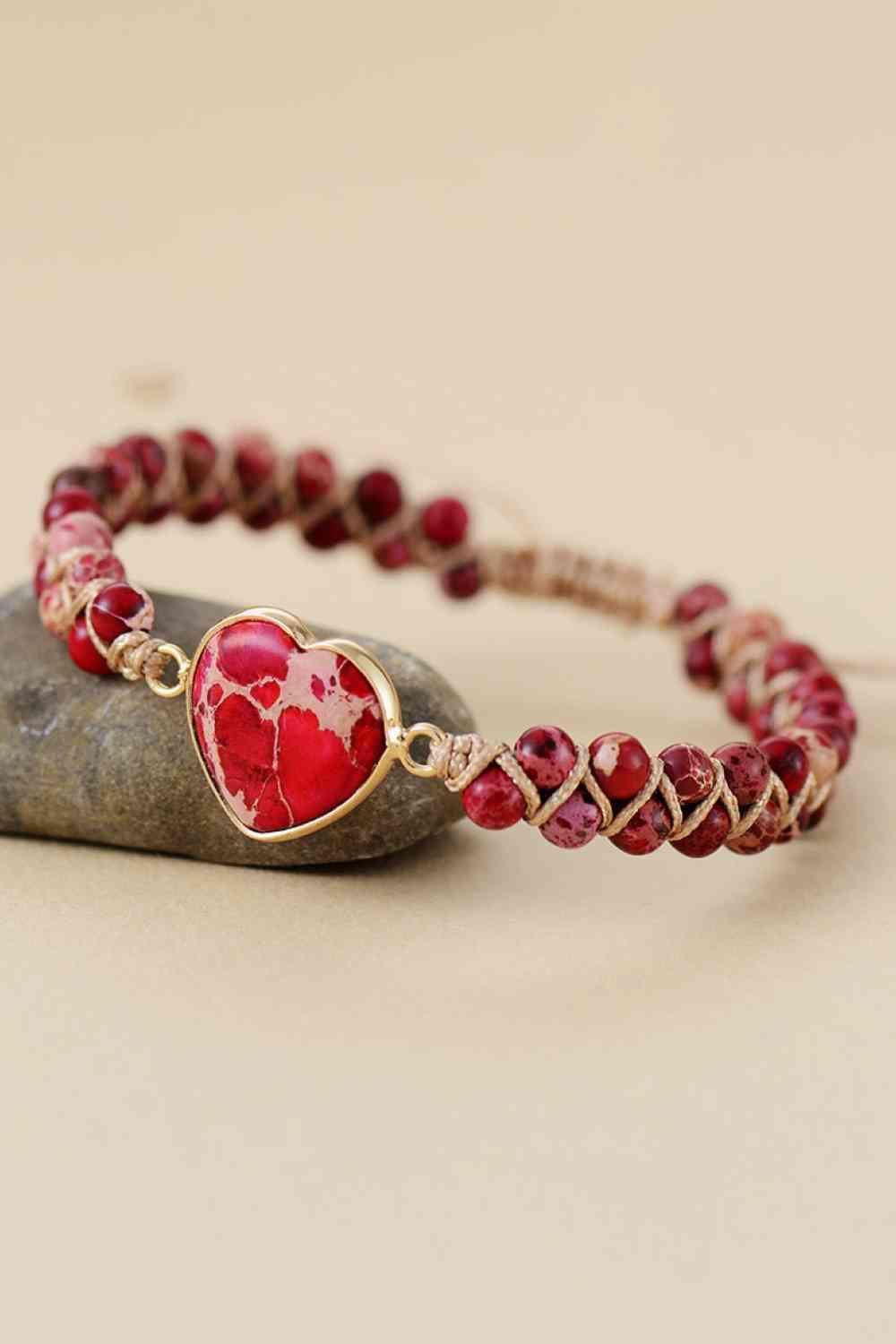 Meticulously Handmade Heart Shape Natural Stone Bracelet-MXSTUDIO.COM