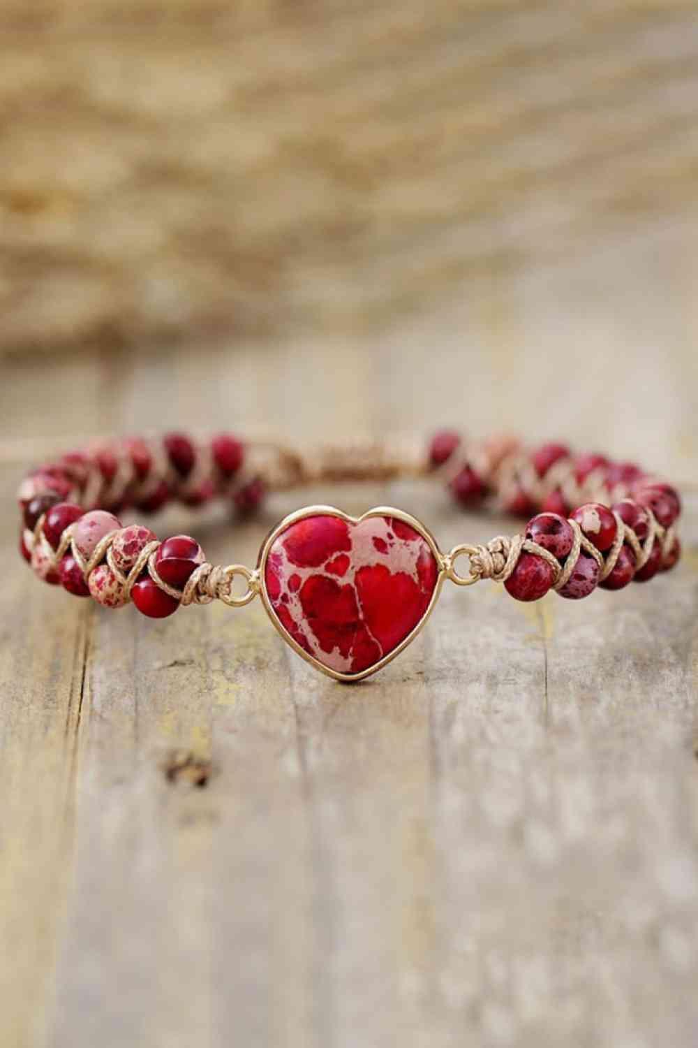 Meticulously Handmade Heart Shape Natural Stone Bracelet-MXSTUDIO.COM