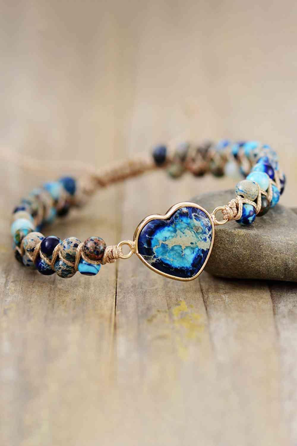 Meticulously Handmade Heart Shape Natural Stone Bracelet-MXSTUDIO.COM