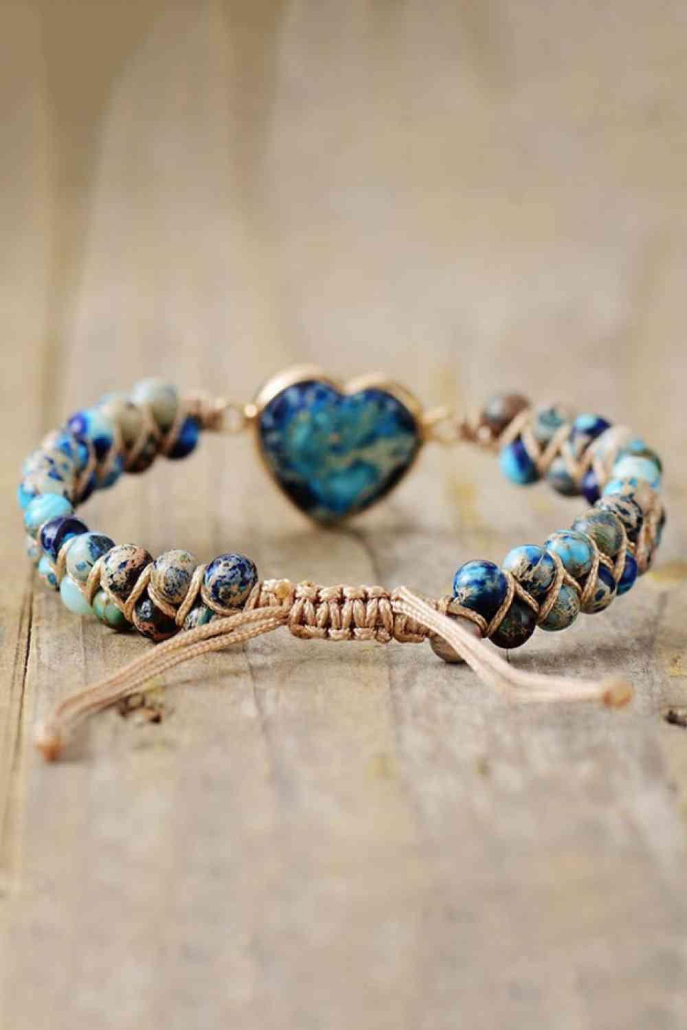 Meticulously Handmade Heart Shape Natural Stone Bracelet-MXSTUDIO.COM