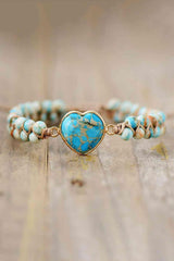 Meticulously Handmade Heart Shape Natural Stone Bracelet-MXSTUDIO.COM