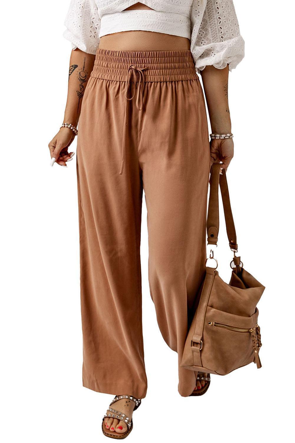 Midweek Break Drawstring High Rise Wide Leg Pants - MXSTUDIO.COM