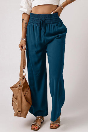 Midweek Break Drawstring High Rise Wide Leg Pants - MXSTUDIO.COM