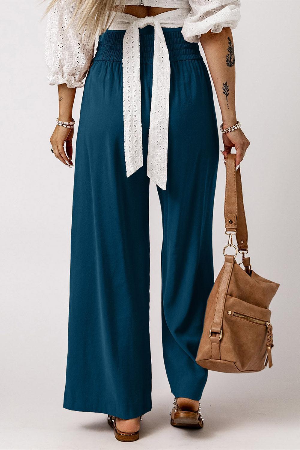 Midweek Break Drawstring High Rise Wide Leg Pants - MXSTUDIO.COM