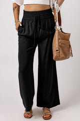 Midweek Break Drawstring High Rise Wide Leg Pants - MXSTUDIO.COM