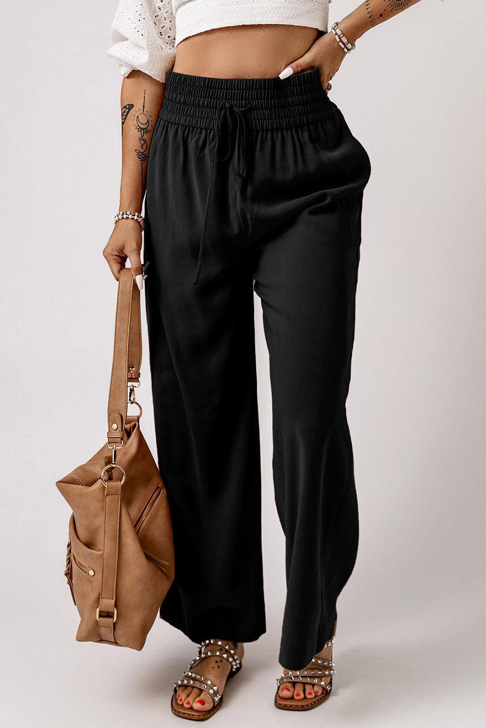 Midweek Break Drawstring High Rise Wide Leg Pants - MXSTUDIO.COM