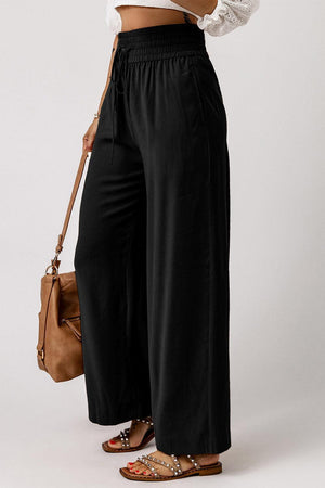 Midweek Break Drawstring High Rise Wide Leg Pants - MXSTUDIO.COM