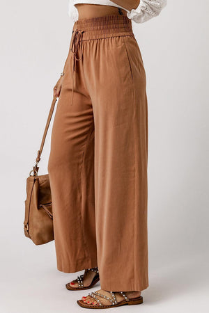 Midweek Break Drawstring High Rise Wide Leg Pants - MXSTUDIO.COM