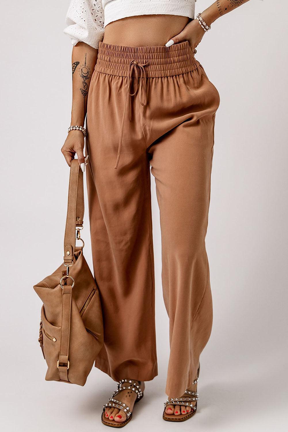 Midweek Break Drawstring High Rise Wide Leg Pants - MXSTUDIO.COM