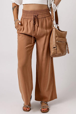 Midweek Break Drawstring High Rise Wide Leg Pants - MXSTUDIO.COM