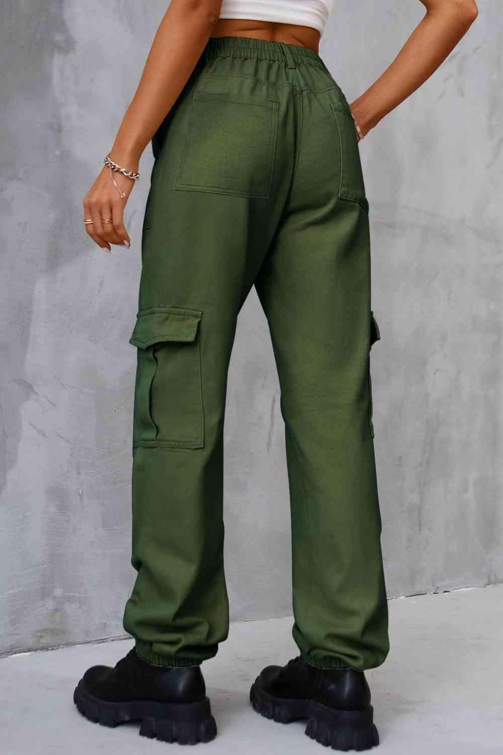 Military Look High Waist Jogger Cargo Pants - MXSTUDIO.COM