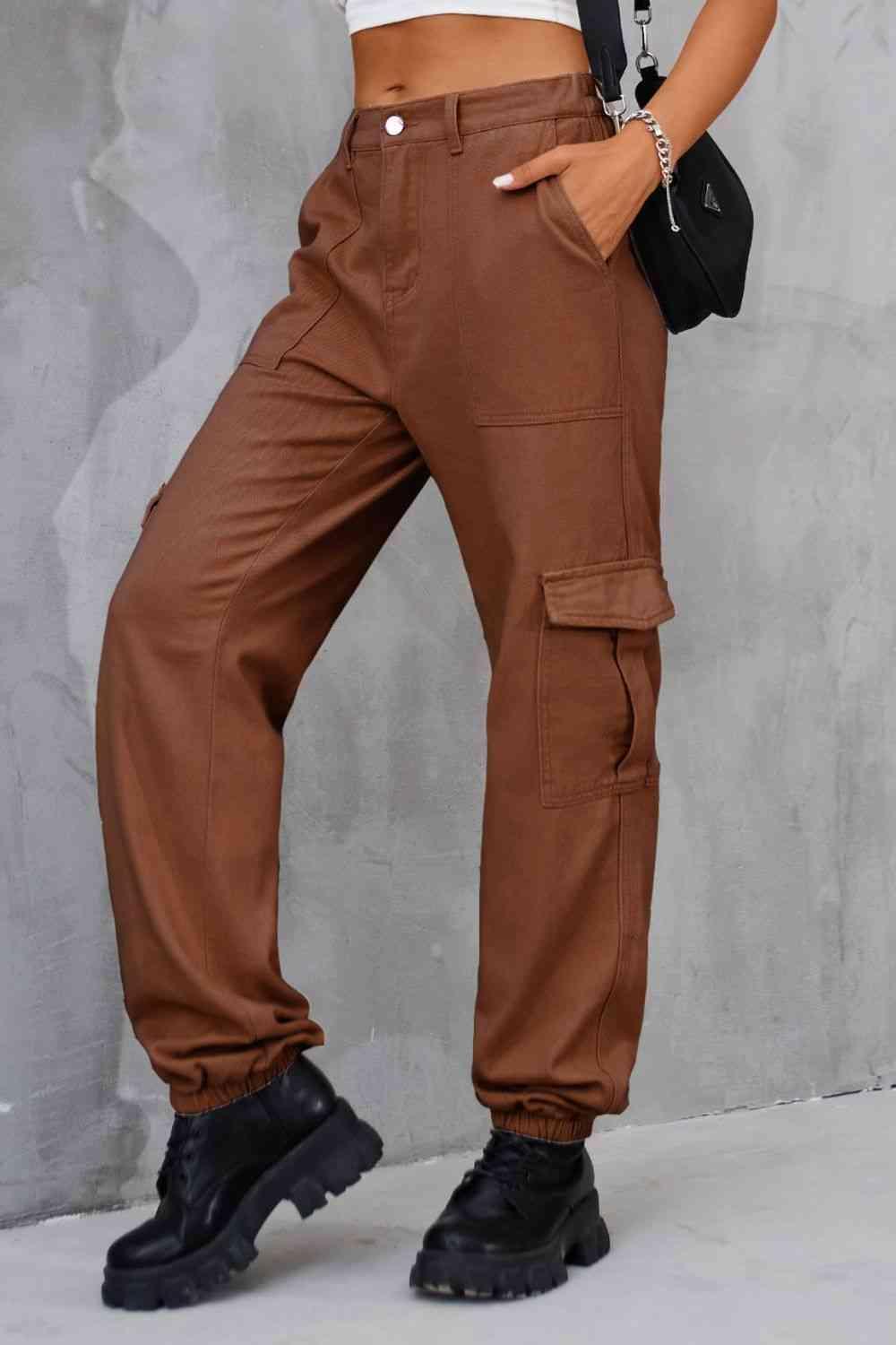 Military Look High Waist Jogger Cargo Pants - MXSTUDIO.COM