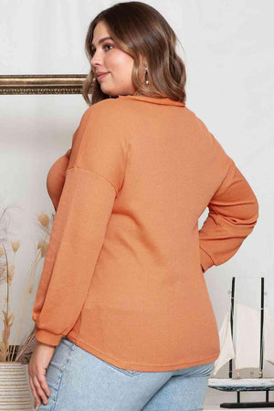 Mindfully Shaped V-Neck Plus Size Orange Top - MXSTUDIO.COM