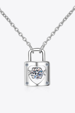 Minimalist Moissanite Lock Pendant Necklace - MXSTUDIO.COM