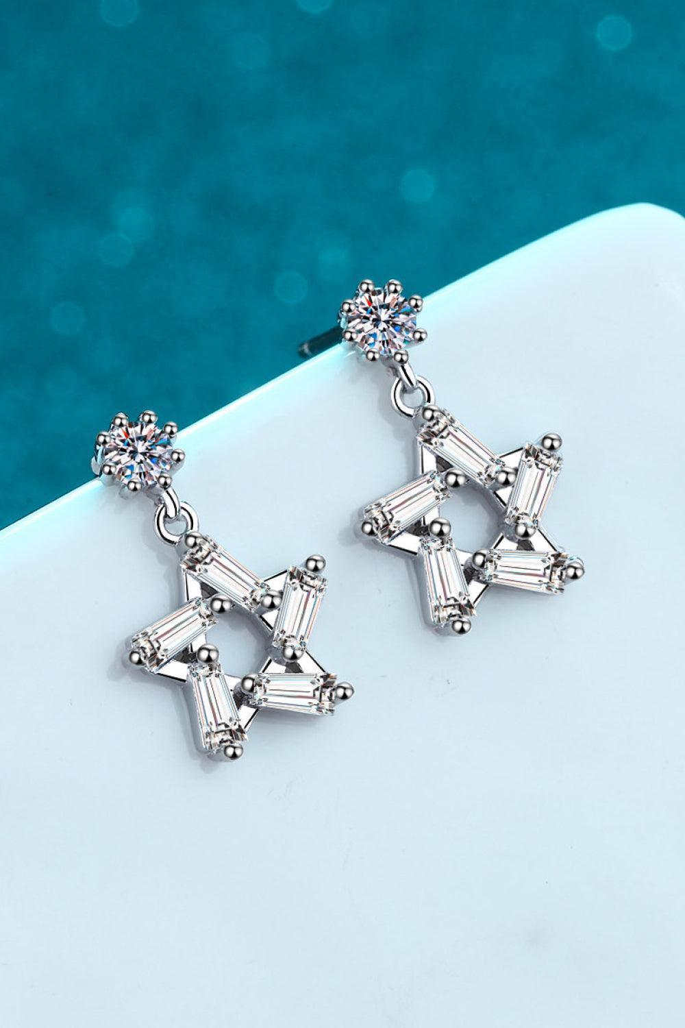 Minimalist Moissanite Sterling Silver Star Earrings - MXSTUDIO.COM