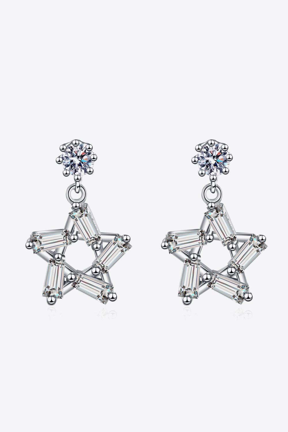 Minimalist Moissanite Sterling Silver Star Earrings - MXSTUDIO.COM