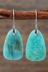 Mint Blue Dangling Natural Stone Earrings-MXSTUDIO.COM