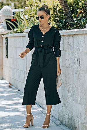 Miss Independent Crop Leg Long Sleeve Jumpsuit - MXSTUDIO.COM