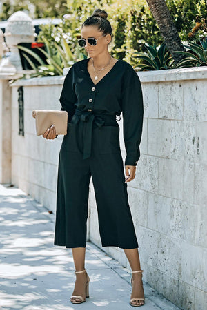 Miss Independent Crop Leg Long Sleeve Jumpsuit - MXSTUDIO.COM