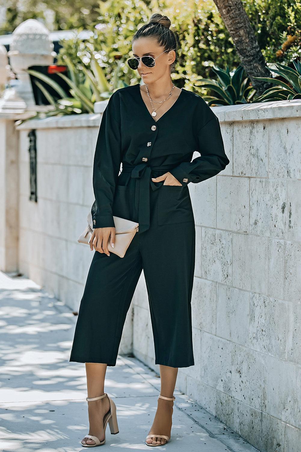 Miss Independent Crop Leg Long Sleeve Jumpsuit - MXSTUDIO.COM